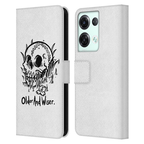 Matt Bailey Skull Older And Wiser Leather Book Wallet Case Cover For OPPO Reno8 Pro