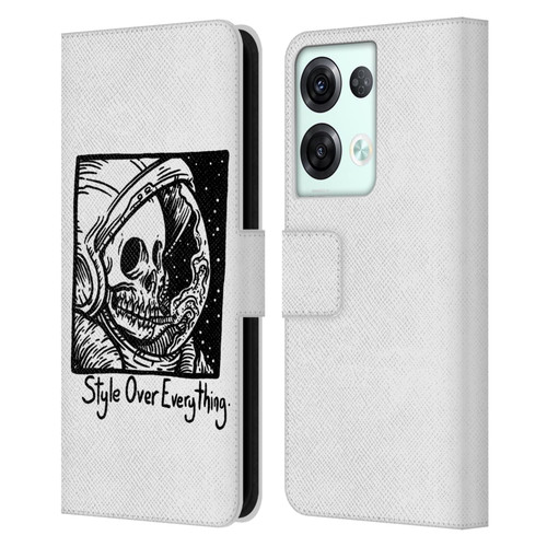Matt Bailey Skull Style Over Everything Leather Book Wallet Case Cover For OPPO Reno8 Pro