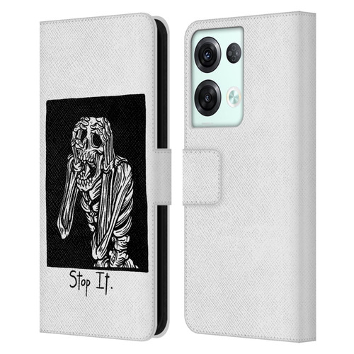 Matt Bailey Skull Stop It Leather Book Wallet Case Cover For OPPO Reno8 Pro