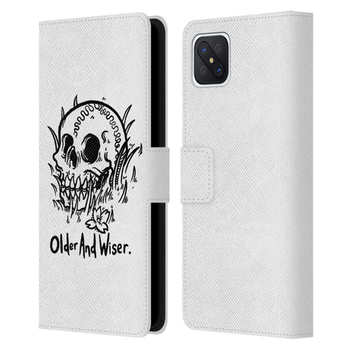 Matt Bailey Skull Older And Wiser Leather Book Wallet Case Cover For OPPO Reno4 Z 5G