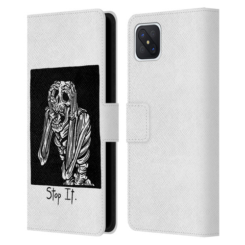 Matt Bailey Skull Stop It Leather Book Wallet Case Cover For OPPO Reno4 Z 5G
