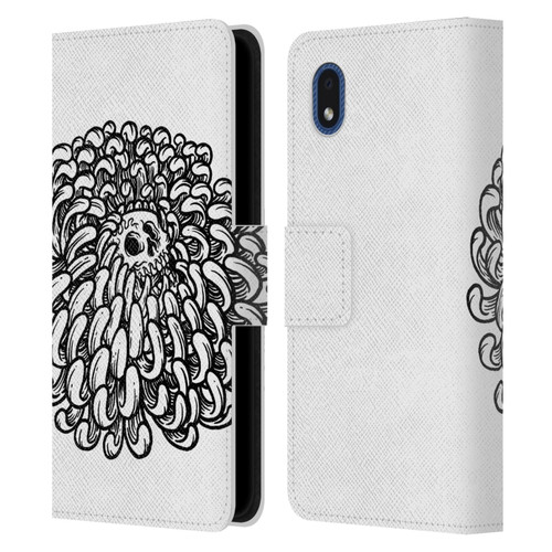 Matt Bailey Skull Flower Leather Book Wallet Case Cover For Samsung Galaxy A01 Core (2020)