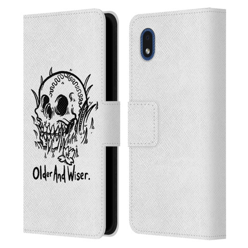 Matt Bailey Skull Older And Wiser Leather Book Wallet Case Cover For Samsung Galaxy A01 Core (2020)