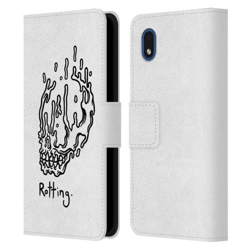 Matt Bailey Skull Rotting Leather Book Wallet Case Cover For Samsung Galaxy A01 Core (2020)