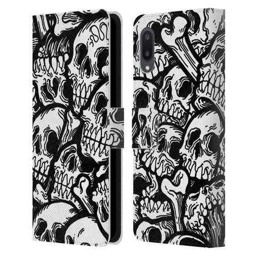 Matt Bailey Skull All Over Leather Book Wallet Case Cover For Samsung Galaxy A02/M02 (2021)