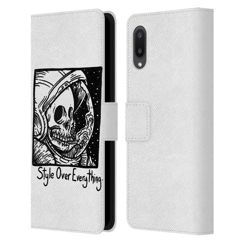 Matt Bailey Skull Style Over Everything Leather Book Wallet Case Cover For Samsung Galaxy A02/M02 (2021)