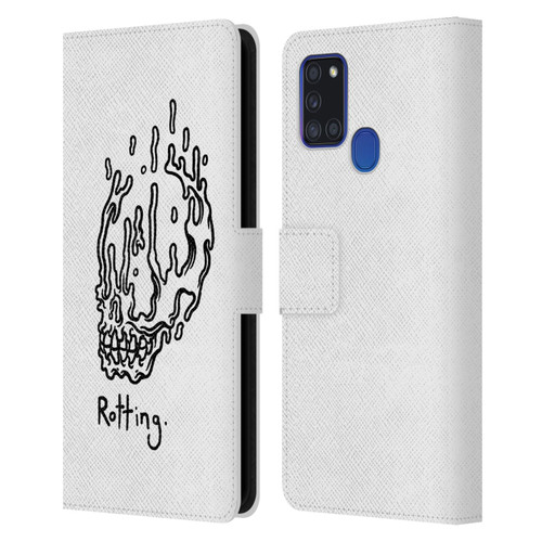 Matt Bailey Skull Rotting Leather Book Wallet Case Cover For Samsung Galaxy A21s (2020)