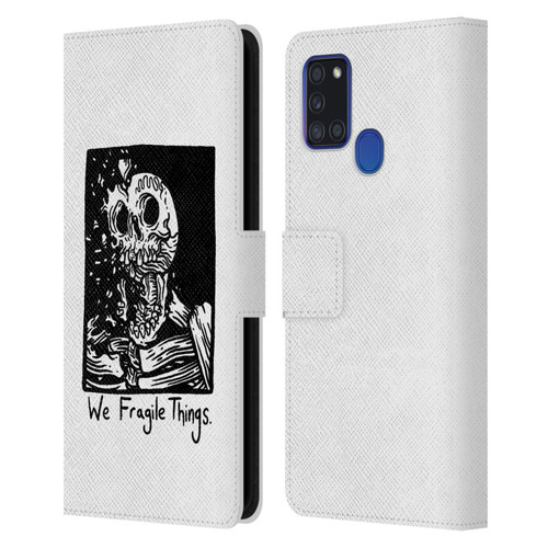 Matt Bailey Skull We Fragile Things Leather Book Wallet Case Cover For Samsung Galaxy A21s (2020)