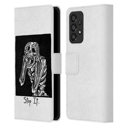 Matt Bailey Skull Stop It Leather Book Wallet Case Cover For Samsung Galaxy A33 5G (2022)