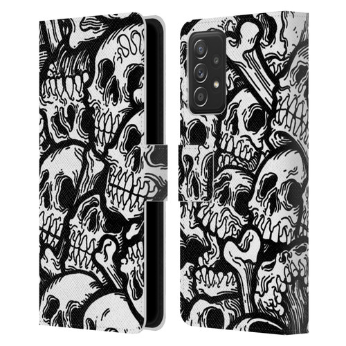 Matt Bailey Skull All Over Leather Book Wallet Case Cover For Samsung Galaxy A52 / A52s / 5G (2021)