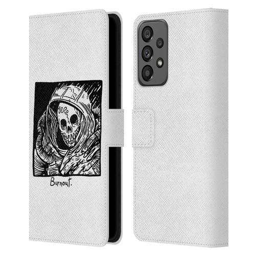 Matt Bailey Skull Burnout Leather Book Wallet Case Cover For Samsung Galaxy A73 5G (2022)