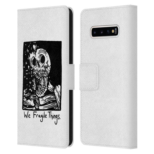 Matt Bailey Skull We Fragile Things Leather Book Wallet Case Cover For Samsung Galaxy S10+ / S10 Plus