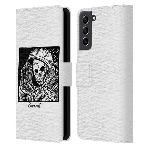 Matt Bailey Skull Burnout Leather Book Wallet Case Cover For Samsung Galaxy S21 FE 5G