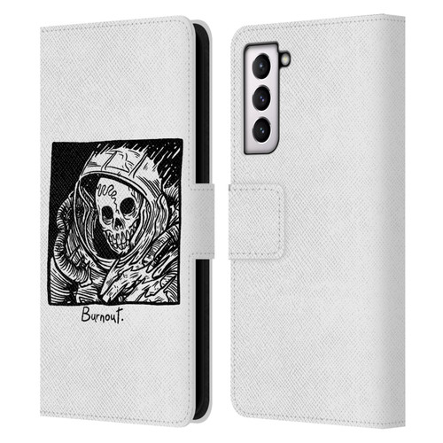 Matt Bailey Skull Burnout Leather Book Wallet Case Cover For Samsung Galaxy S21 5G
