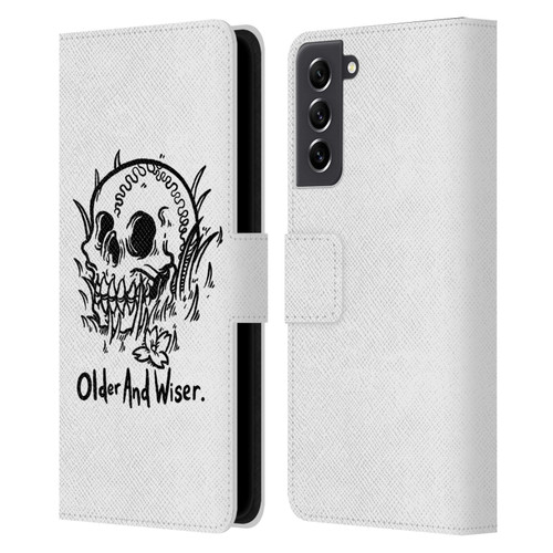 Matt Bailey Skull Older And Wiser Leather Book Wallet Case Cover For Samsung Galaxy S21 FE 5G