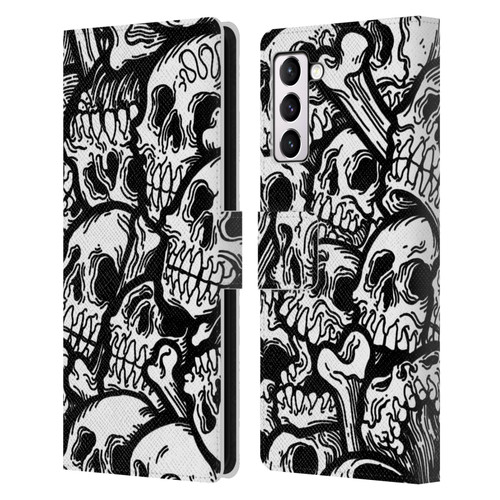 Matt Bailey Skull All Over Leather Book Wallet Case Cover For Samsung Galaxy S21+ 5G