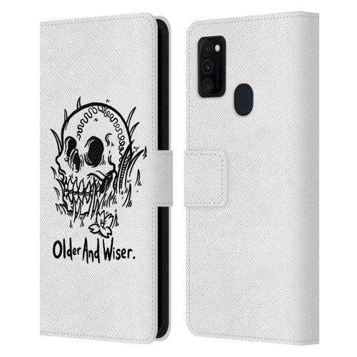Matt Bailey Skull Older And Wiser Leather Book Wallet Case Cover For Samsung Galaxy M30s (2019)/M21 (2020)