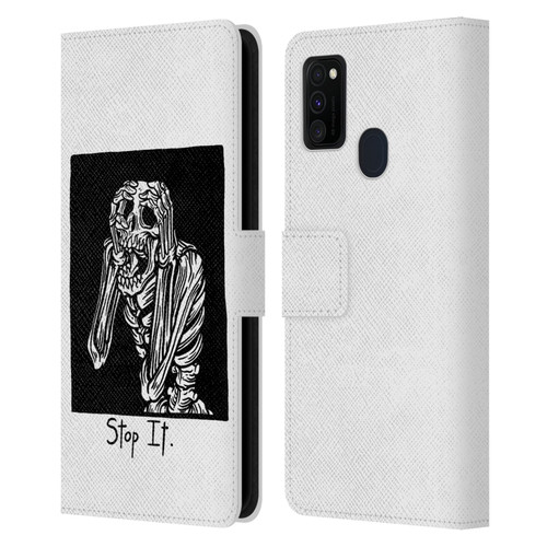 Matt Bailey Skull Stop It Leather Book Wallet Case Cover For Samsung Galaxy M30s (2019)/M21 (2020)