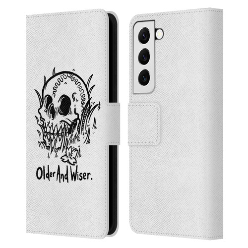 Matt Bailey Skull Older And Wiser Leather Book Wallet Case Cover For Samsung Galaxy S22 5G