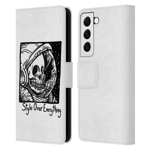 Matt Bailey Skull Style Over Everything Leather Book Wallet Case Cover For Samsung Galaxy S22 5G