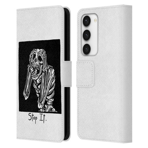 Matt Bailey Skull Stop It Leather Book Wallet Case Cover For Samsung Galaxy S23 5G