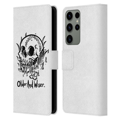 Matt Bailey Skull Older And Wiser Leather Book Wallet Case Cover For Samsung Galaxy S23 Ultra 5G