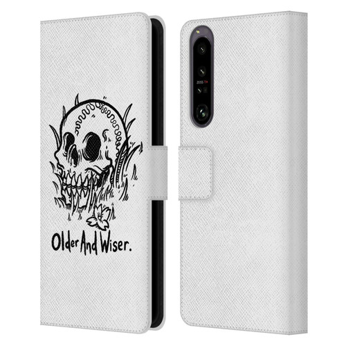 Matt Bailey Skull Older And Wiser Leather Book Wallet Case Cover For Sony Xperia 1 IV