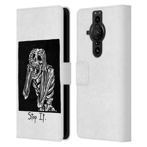 Matt Bailey Skull Stop It Leather Book Wallet Case Cover For Sony Xperia Pro-I