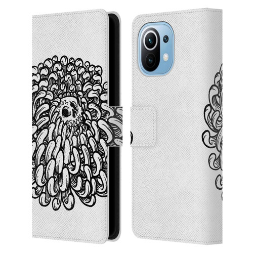 Matt Bailey Skull Flower Leather Book Wallet Case Cover For Xiaomi Mi 11