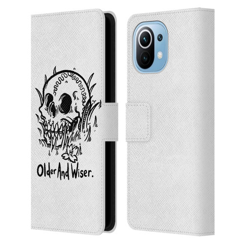 Matt Bailey Skull Older And Wiser Leather Book Wallet Case Cover For Xiaomi Mi 11