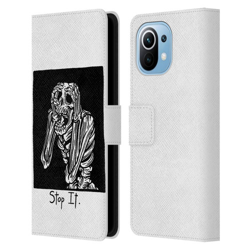 Matt Bailey Skull Stop It Leather Book Wallet Case Cover For Xiaomi Mi 11