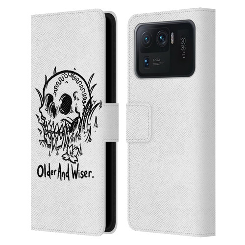 Matt Bailey Skull Older And Wiser Leather Book Wallet Case Cover For Xiaomi Mi 11 Ultra
