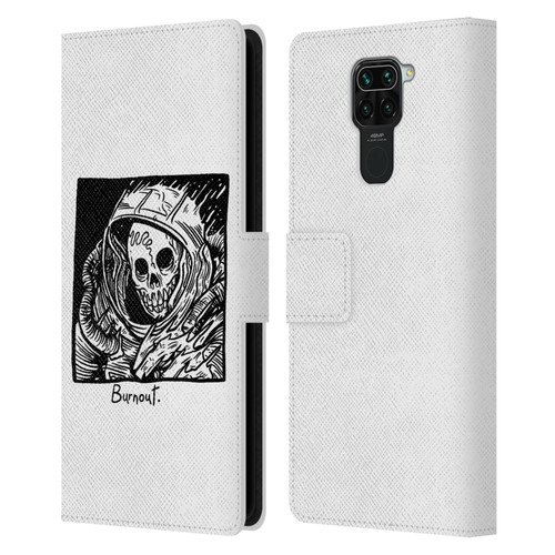 Matt Bailey Skull Burnout Leather Book Wallet Case Cover For Xiaomi Redmi Note 9 / Redmi 10X 4G