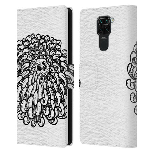 Matt Bailey Skull Flower Leather Book Wallet Case Cover For Xiaomi Redmi Note 9 / Redmi 10X 4G