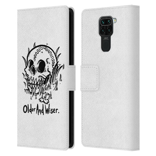Matt Bailey Skull Older And Wiser Leather Book Wallet Case Cover For Xiaomi Redmi Note 9 / Redmi 10X 4G