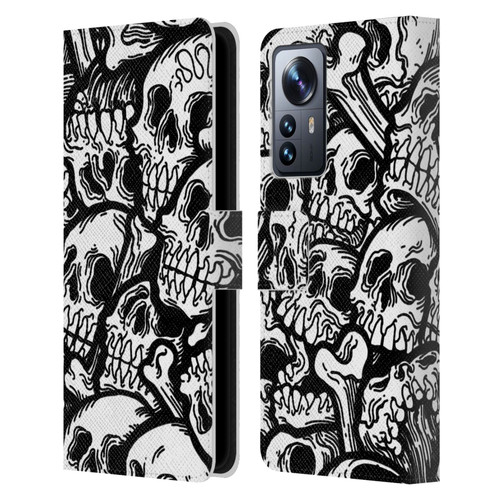 Matt Bailey Skull All Over Leather Book Wallet Case Cover For Xiaomi 12 Pro