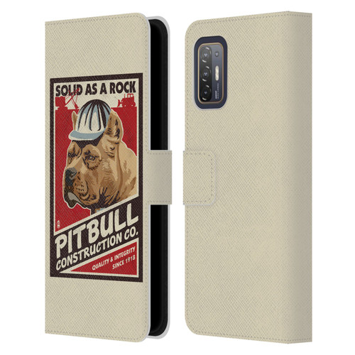 Lantern Press Dog Collection Pitbull Construction Leather Book Wallet Case Cover For HTC Desire 21 Pro 5G