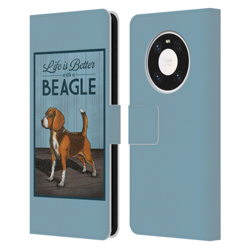 Lantern Press Dog Collection Beagle Leather Book Wallet Case Cover For Huawei Mate 40 Pro 5G