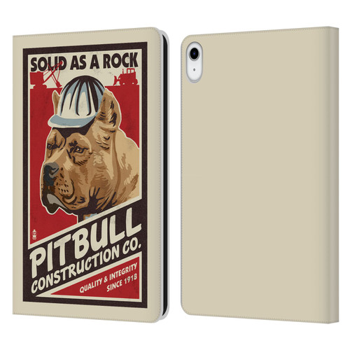 Lantern Press Dog Collection Pitbull Construction Leather Book Wallet Case Cover For Apple iPad 10.9 (2022)