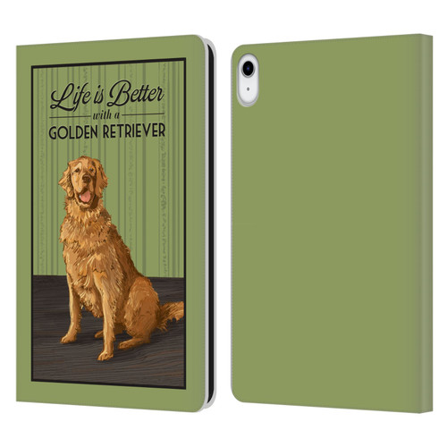 Lantern Press Dog Collection Life Is Better With A Golden Retriever Leather Book Wallet Case Cover For Apple iPad 10.9 (2022)