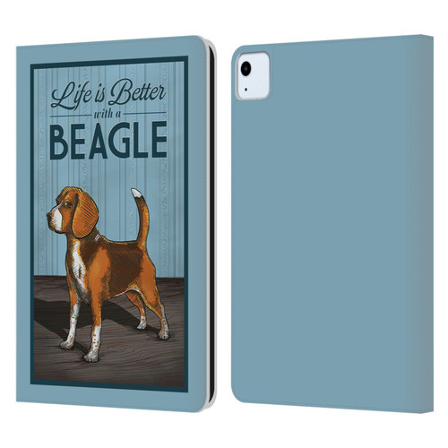 Lantern Press Dog Collection Beagle Leather Book Wallet Case Cover For Apple iPad Air 2020 / 2022