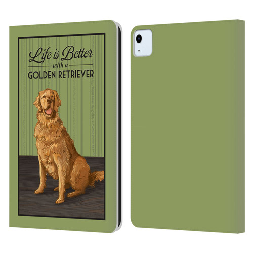 Lantern Press Dog Collection Life Is Better With A Golden Retriever Leather Book Wallet Case Cover For Apple iPad Air 2020 / 2022