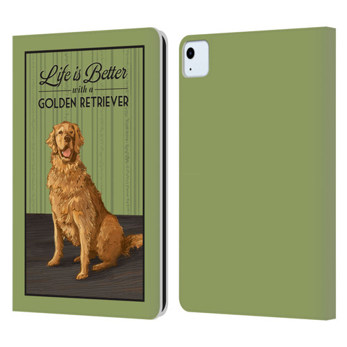 Lantern Press Dog Collection Life Is Better With A Golden Retriever Leather Book Wallet Case Cover For Apple iPad Air 11 2020/2022/2024