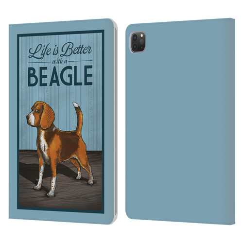 Lantern Press Dog Collection Beagle Leather Book Wallet Case Cover For Apple iPad Pro 11 2020 / 2021 / 2022