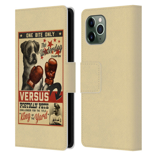 Lantern Press Dog Collection Versus Leather Book Wallet Case Cover For Apple iPhone 11 Pro