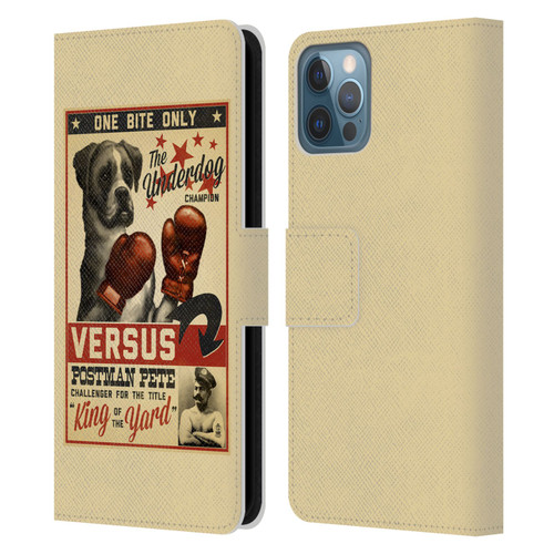 Lantern Press Dog Collection Versus Leather Book Wallet Case Cover For Apple iPhone 12 / iPhone 12 Pro