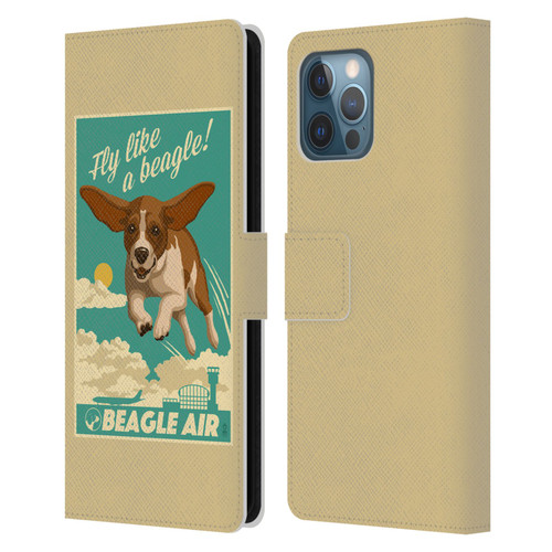 Lantern Press Dog Collection Fly Like A Beagle Leather Book Wallet Case Cover For Apple iPhone 12 Pro Max
