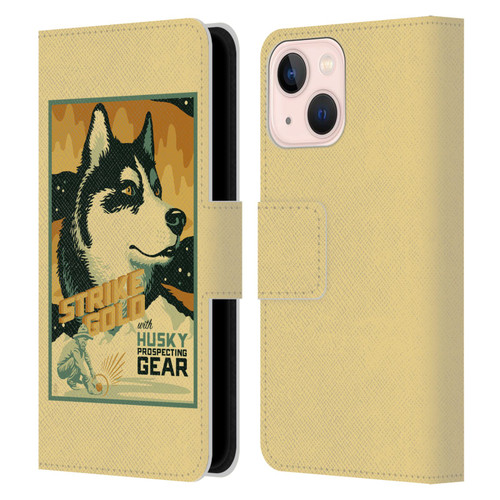 Lantern Press Dog Collection Husky Leather Book Wallet Case Cover For Apple iPhone 13 Mini