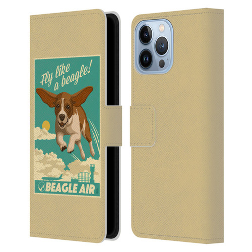 Lantern Press Dog Collection Fly Like A Beagle Leather Book Wallet Case Cover For Apple iPhone 13 Pro Max