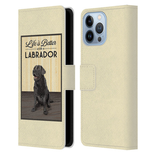 Lantern Press Dog Collection Labrador Leather Book Wallet Case Cover For Apple iPhone 13 Pro Max